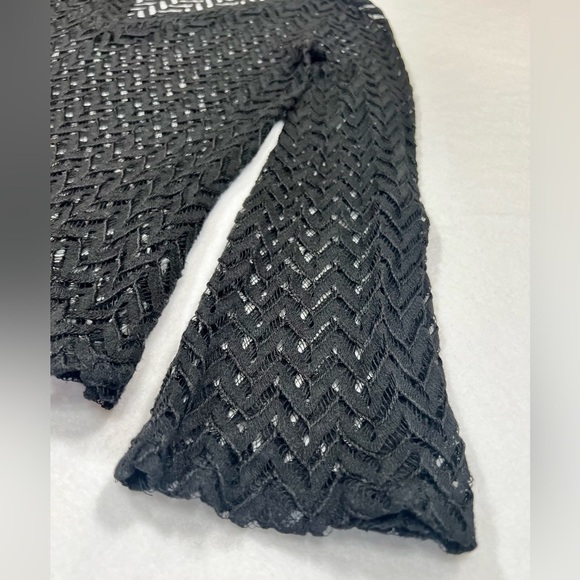YA LOS ANGELES Women’s Lace Crochet V Neck Sheer Bell Sleeve Boho Fairy Top‎ M - Picture 8 of 12